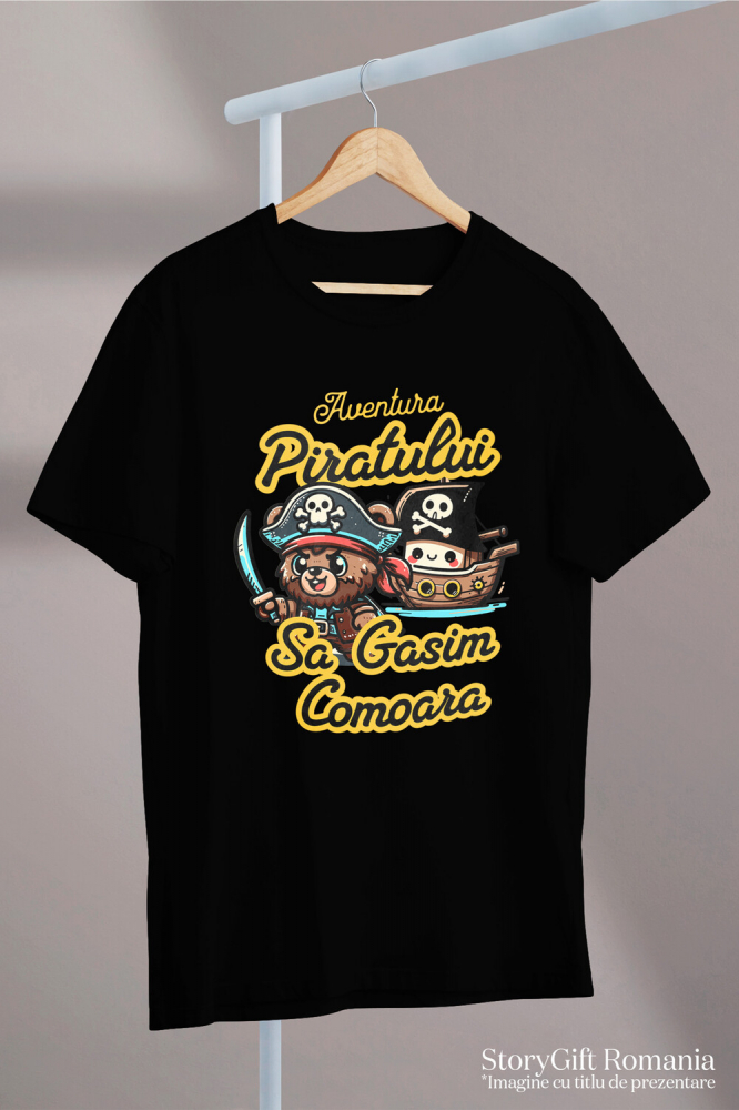 Tricou Femei, Barbati, Copii, Fata, Baiat, Unisex Personalizat Tricou Personalizat Urs Pirat – "Aventura Piratului, Comoara" | Cadou pentru Iubitorii de Piraterie și Aventuri [3]
