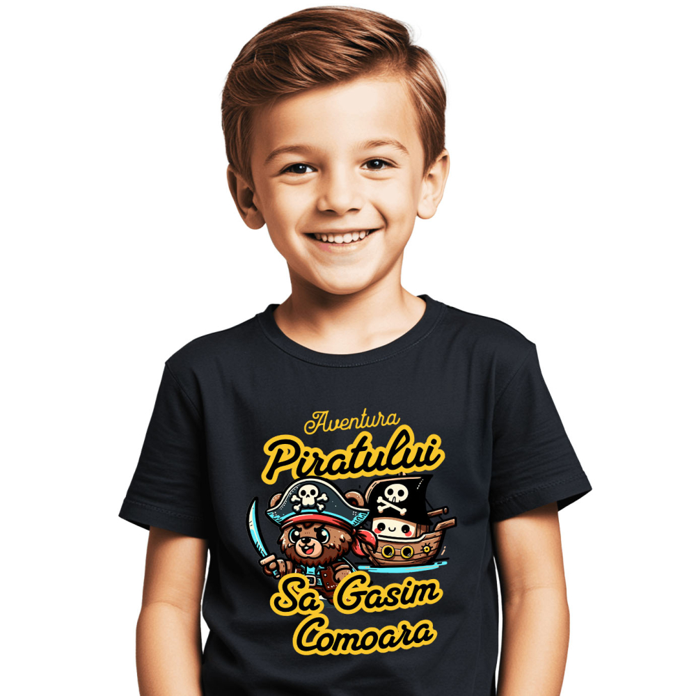 Tricou Femei, Barbati, Copii, Fata, Baiat, Unisex Personalizat Tricou Personalizat Urs Pirat – "Aventura Piratului, Comoara" | Cadou pentru Iubitorii de Piraterie și Aventuri [2]