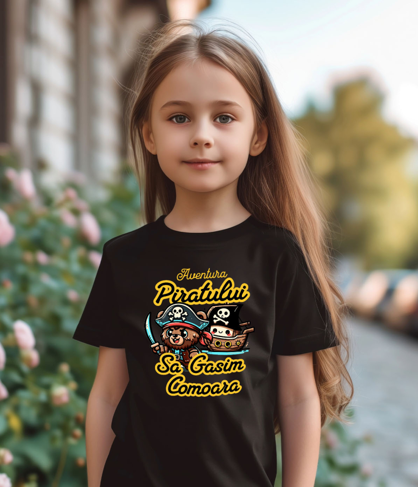 Tricou Femei, Barbati, Copii, Fata, Baiat, Unisex Personalizat Tricou Personalizat Urs Pirat – "Aventura Piratului, Comoara" | Cadou pentru Iubitorii de Piraterie și Aventuri [3]
