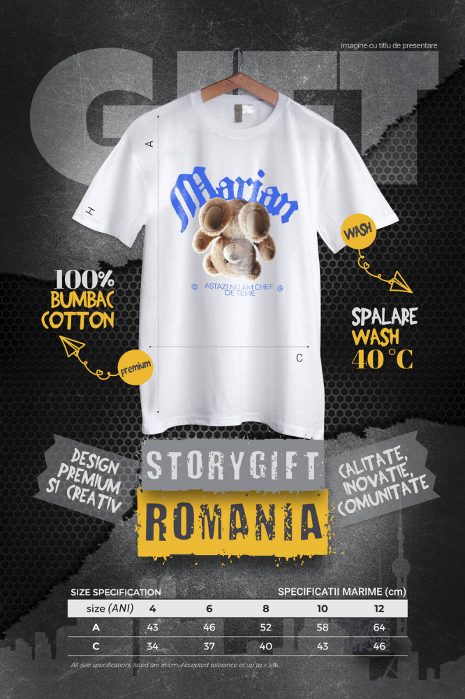 Tricou Femei, Barbati, Copii, Fata, Baiat, Unisex Personalizat Urs de Pluș Maro Personalizat – Cadou Amuzant pentru Copii și Familie [4]