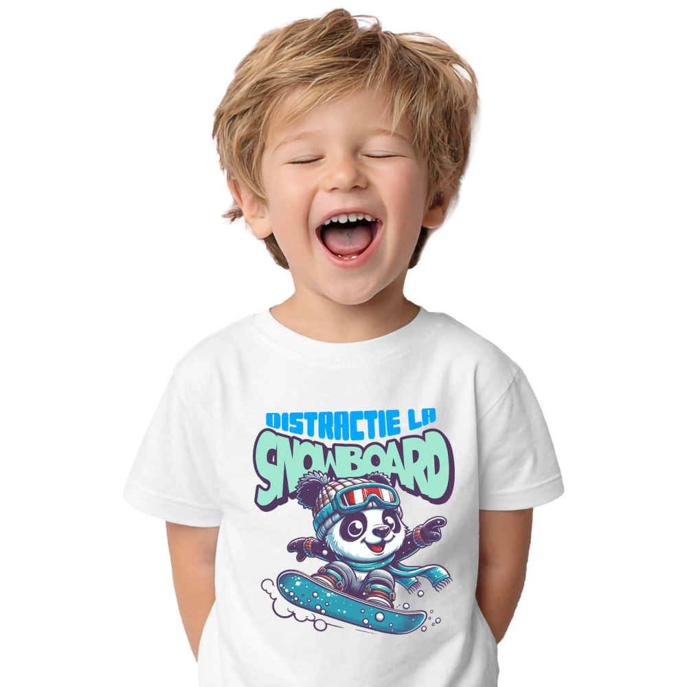 Tricou Femei, Barbati, Copii, Fata, Baiat, Unisex Personalizat Urs Panda pe Snowboard - Tricou Personalizat pentru Iubitorii Sporturilor de Iarnă [2]