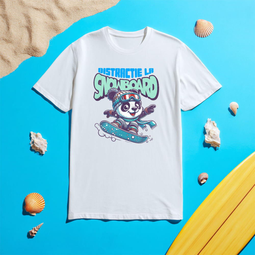 Tricou Femei, Barbati, Copii, Fata, Baiat, Unisex Personalizat Urs Panda pe Snowboard - Tricou Personalizat pentru Iubitorii Sporturilor de Iarnă [5]