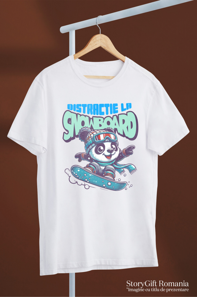 Tricou Femei, Barbati, Copii, Fata, Baiat, Unisex Personalizat Urs Panda pe Snowboard - Tricou Personalizat pentru Iubitorii Sporturilor de Iarnă [3]