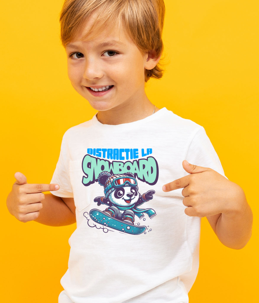 Tricou Femei, Barbati, Copii, Fata, Baiat, Unisex Personalizat Urs Panda pe Snowboard - Tricou Personalizat pentru Iubitorii Sporturilor de Iarnă [4]