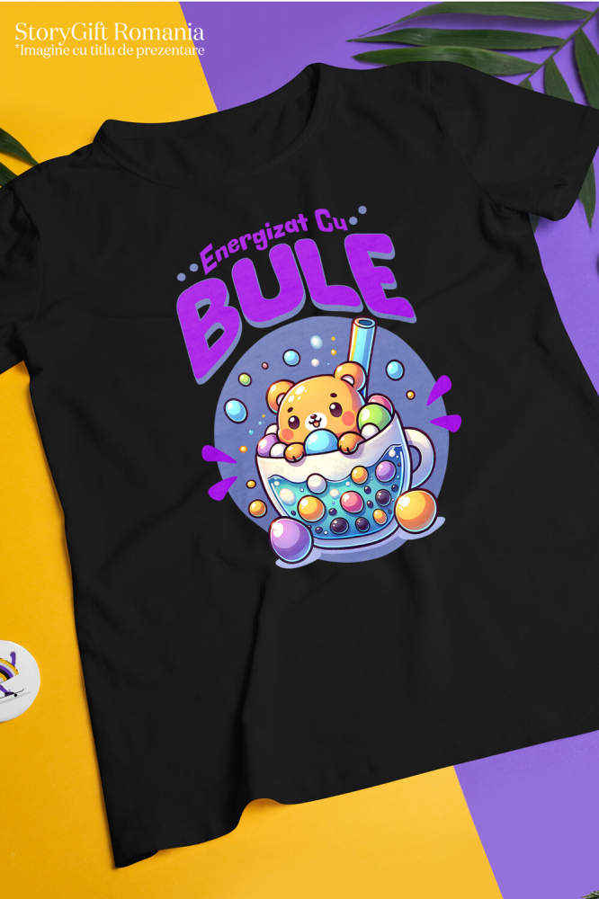 Tricou Femei, Barbati, Copii, Fata, Baiat, Unisex Personalizat „Ursuleț Maro de Pluș cu Pahar de Ceai și Bule – Cadou Personalizat Energizat cu Bule” [3]