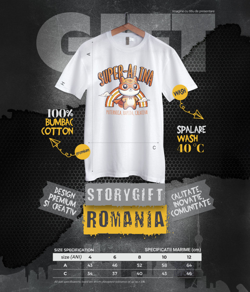 Tricou Femei, Barbati, Copii, Fata, Baiat, Unisex Personalizat Veverița Cu Masca Și Pelerină De Super Erou Curcubeu – Cadou Personalizat Pentru Copii [6]