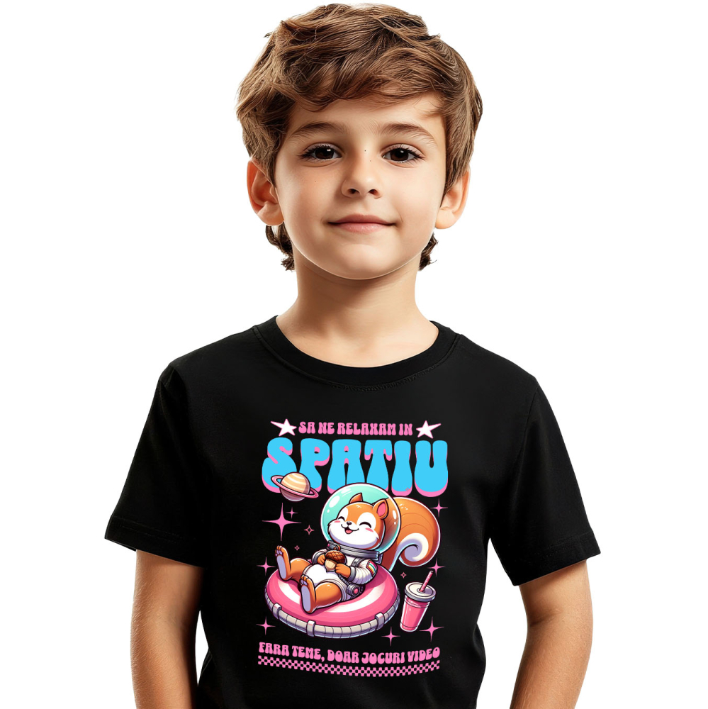 Tricou Femei, Barbati, Copii, Fata, Baiat, Unisex Personalizat Veveriță în Costum Spațial pe Gogoasă Roz – Cadou Amuzant pentru Copii și Familie [2]