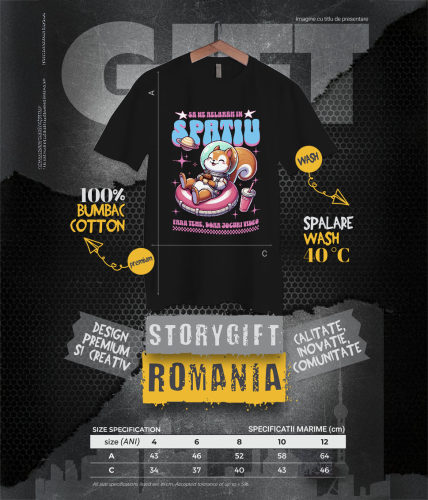 Tricou Femei, Barbati, Copii, Fata, Baiat, Unisex Personalizat Veveriță în Costum Spațial pe Gogoasă Roz – Cadou Amuzant pentru Copii și Familie [6]