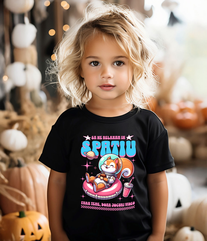 Tricou Femei, Barbati, Copii, Fata, Baiat, Unisex Personalizat Veveriță în Costum Spațial pe Gogoasă Roz – Cadou Amuzant pentru Copii și Familie [3]