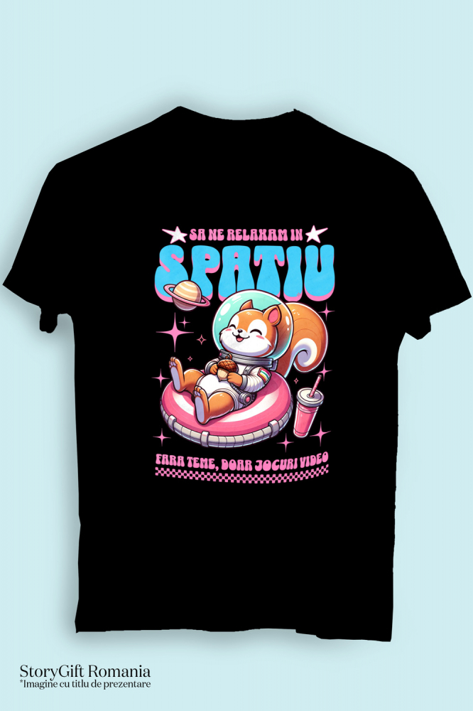 Tricou Femei, Barbati, Copii, Fata, Baiat, Unisex Personalizat Veveriță în Costum Spațial pe Gogoasă Roz – Cadou Amuzant pentru Copii și Familie [3]