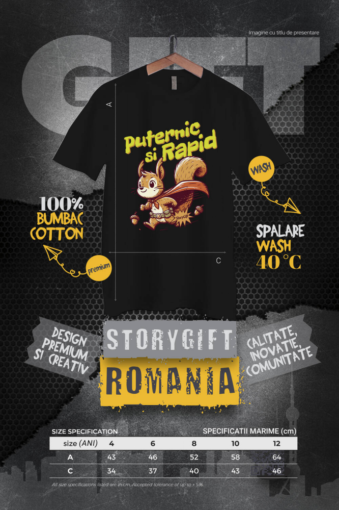 Tricou Femei, Barbati, Copii, Fata, Baiat, Unisex Personalizat Veverița Cu Pelerină De Super Erou Curcubeu – Cadou Personalizat Puternic Și Rapid Pentru Copii [4]