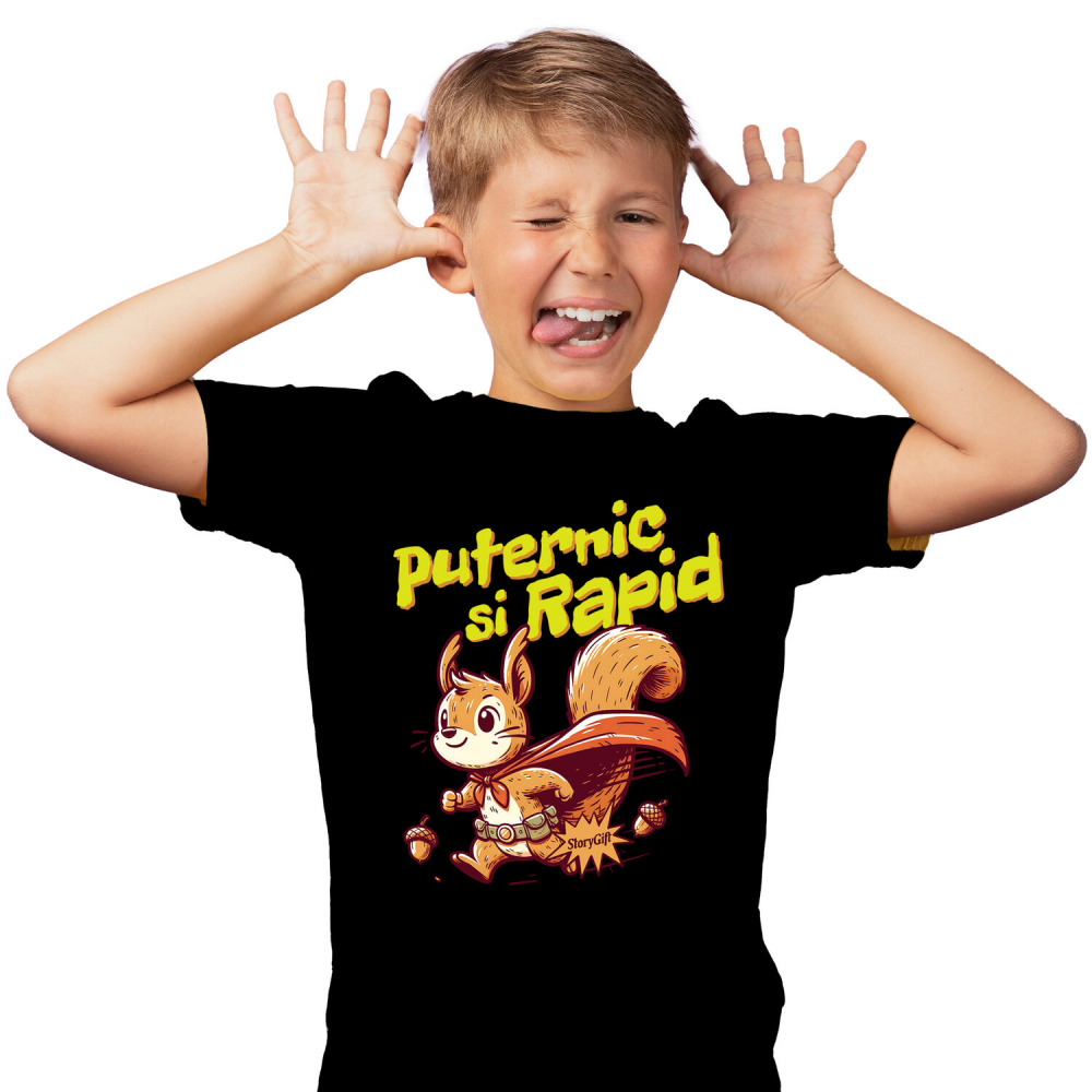 Tricou Femei, Barbati, Copii, Fata, Baiat, Unisex Personalizat Veverița Cu Pelerină De Super Erou Curcubeu – Cadou Personalizat Puternic Și Rapid Pentru Copii [2]