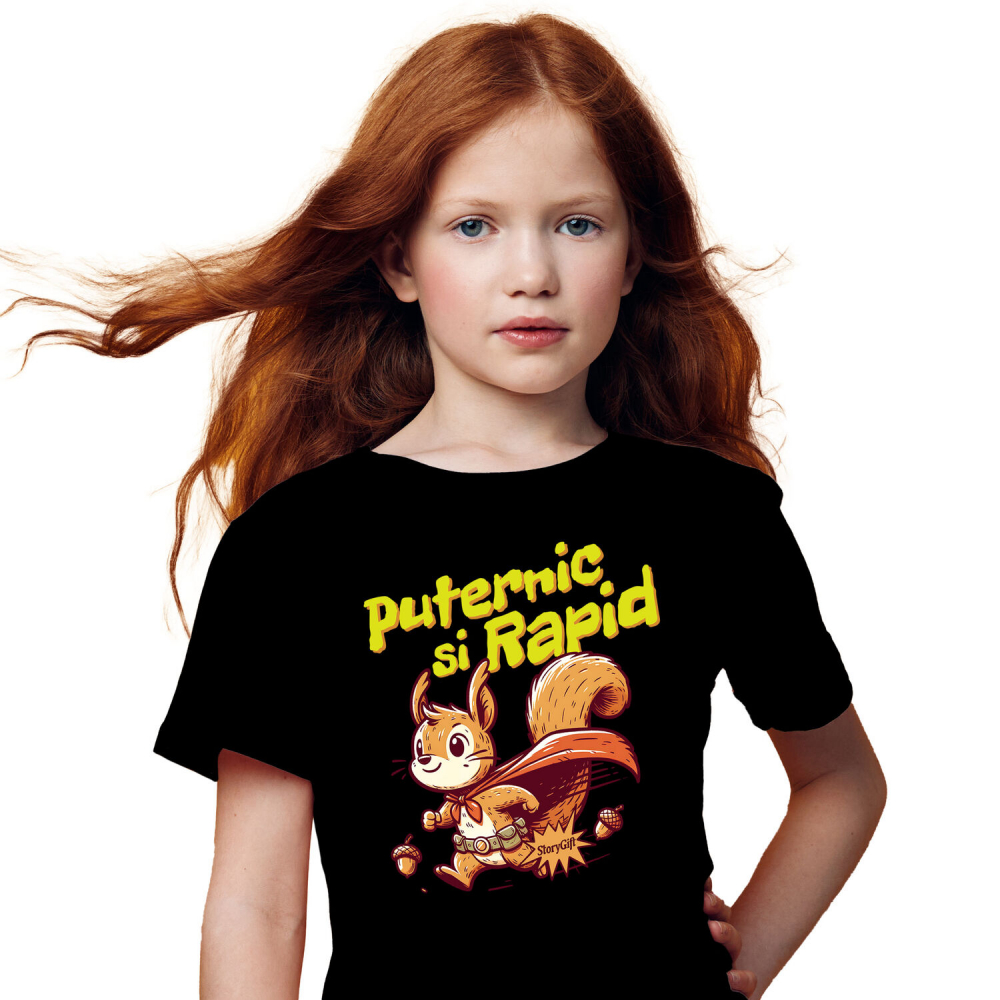 Tricou Femei, Barbati, Copii, Fata, Baiat, Unisex Personalizat Veverița Cu Pelerină De Super Erou Curcubeu – Cadou Personalizat Puternic Și Rapid Pentru Copii [1]