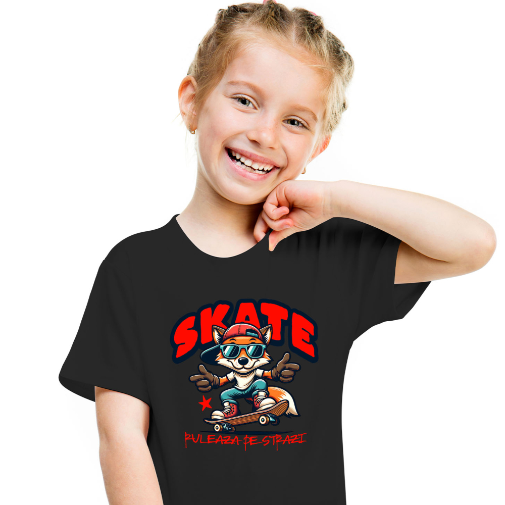 Tricou Femei, Barbati, Copii, Fata, Baiat, Unisex Personalizat Skateboard Vulpe Stil Stradal – Design Modern pentru Adolescenti [2]