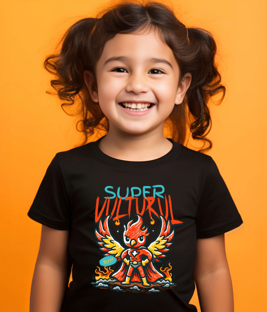 Tricou Femei, Barbati, Copii, Fata, Baiat, Unisex Personalizat Vultur Desenat Roșu Cu Costum De Super Erou – Cadou Personalizat „Super Vultur” [3]