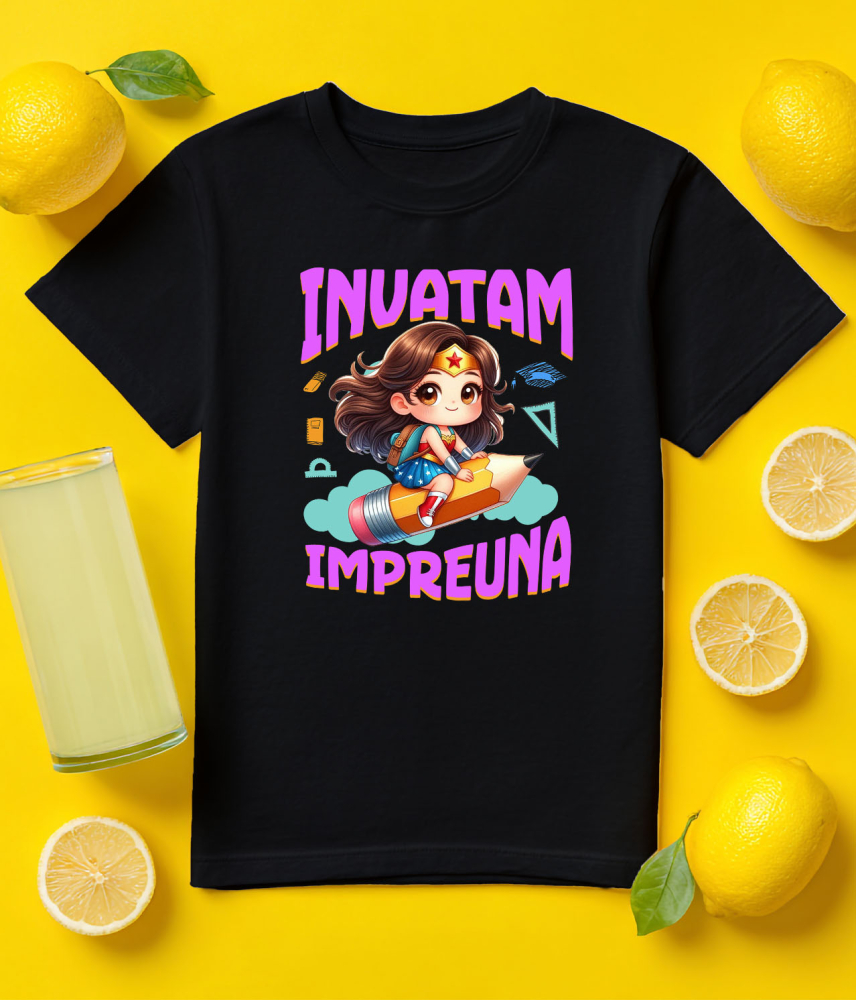 Tricou Copii cu Wonder Woman – Joaca si Cunoastere 100% Bumbac, Negru, 10 Ani [5]