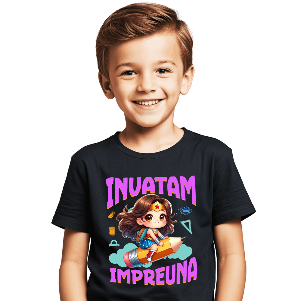 Tricou Copii cu Wonder Woman – Joaca si Cunoastere 100% Bumbac, Negru, 10 Ani [2]