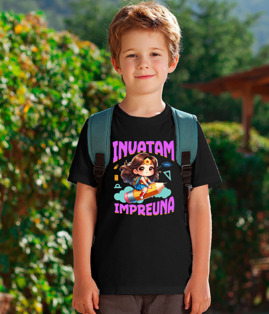 Tricou Copii cu Wonder Woman – Joaca si Cunoastere 100% Bumbac, Negru, 10 Ani [4]