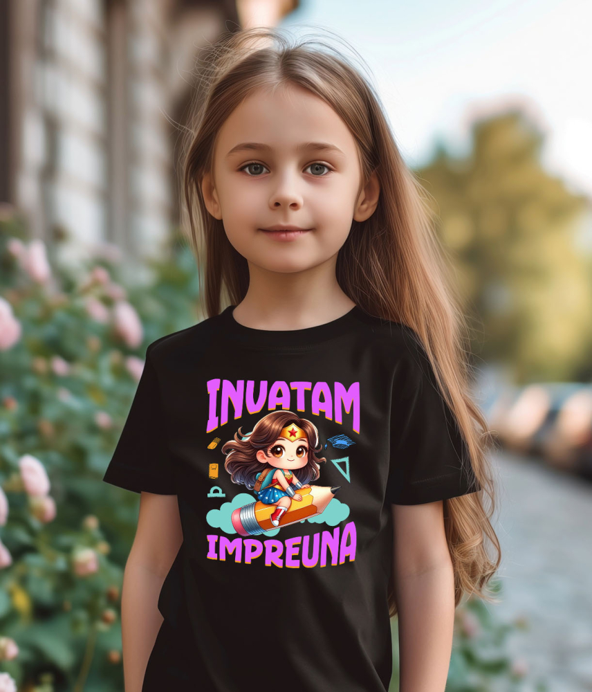 Tricou Copii cu Wonder Woman – Joaca si Cunoastere 100% Bumbac, Negru, 10 Ani [3]