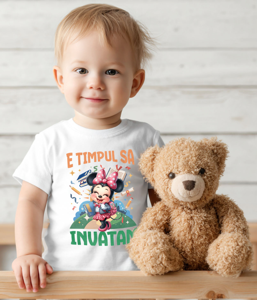 Tricou Copii cu Zambete si Descoperiri cu Minnie Mouse 100% Bumbac, Alb, 10 Ani [3]