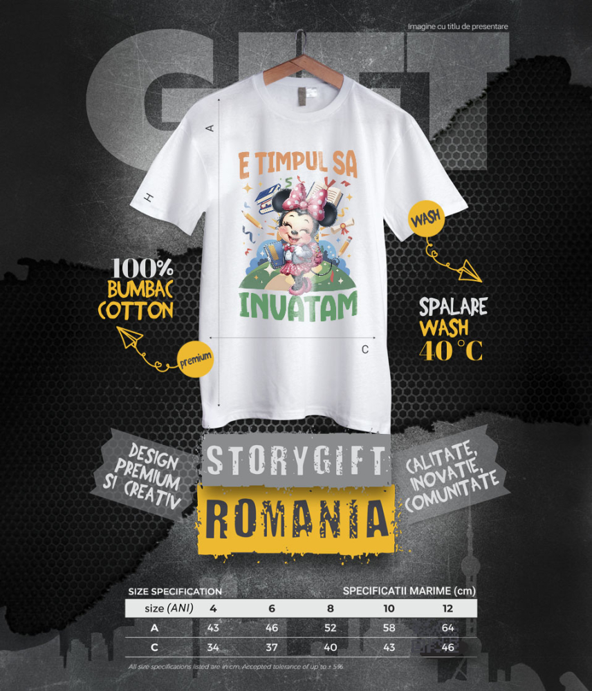 Tricou Copii cu Zambete si Descoperiri cu Minnie Mouse 100% Bumbac, Alb, 10 Ani [6]