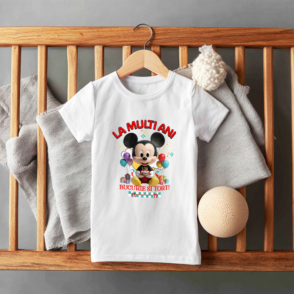 Tricou Copii cu Zi de Nastere cu Mickey Mouse – Zambete si Bucurie 100% Bumbac, Alb, 10 Ani [5]