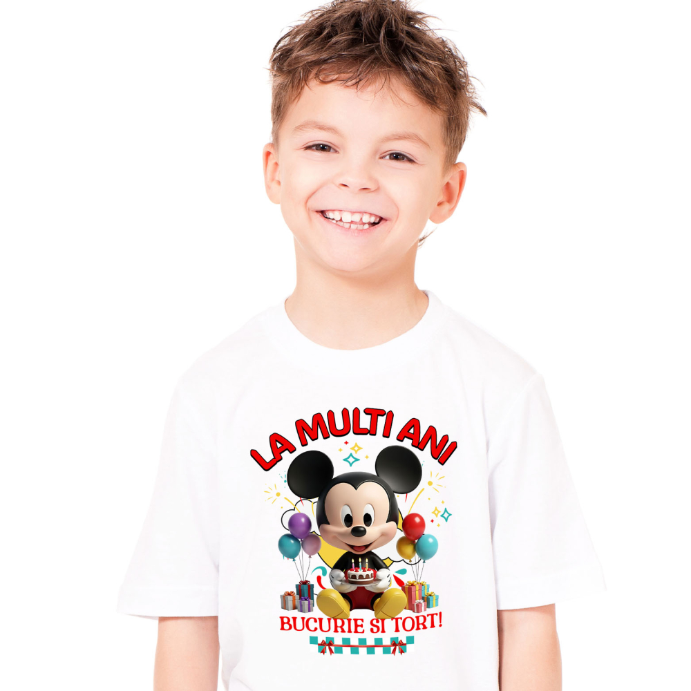 Tricou Copii cu Zi de Nastere cu Mickey Mouse – Zambete si Bucurie 100% Bumbac, Alb, 10 Ani [2]