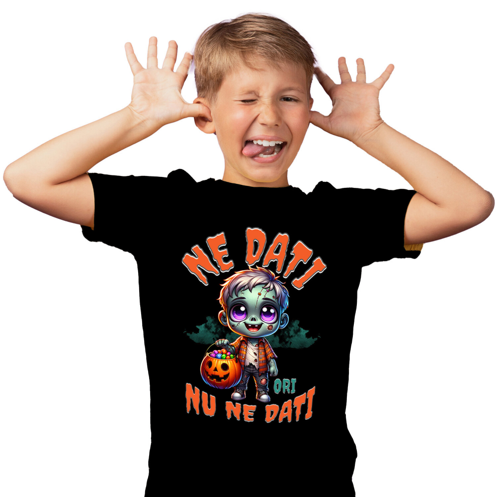 Tricou Femei, Barbati, Copii, Fata, Baiat, Unisex Personalizat Zombie Din Mormânt cu Mesaj „E Doar un Zombie Nu Te Speria” | Cadou Personalizat Halloween [2]