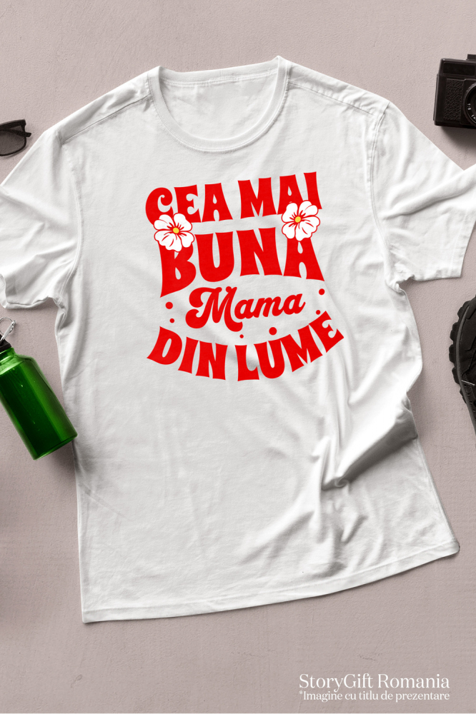 Tricou Femei Cea-mai-buna-mama, mom, fiica familie cu imprimeu pe Fata, 100% Bumbac, Alb, M [3]
