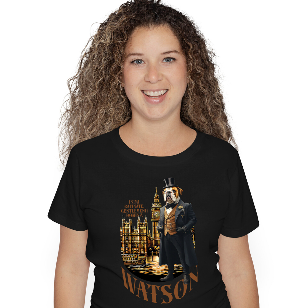 Tricou Femei cu Animal in Costumul Regal din Londra, Peronalizata cu Numele si Poza Animalului Tau cu imprimeu pe Fata, 100% Bumbac, Negru, XS [1]