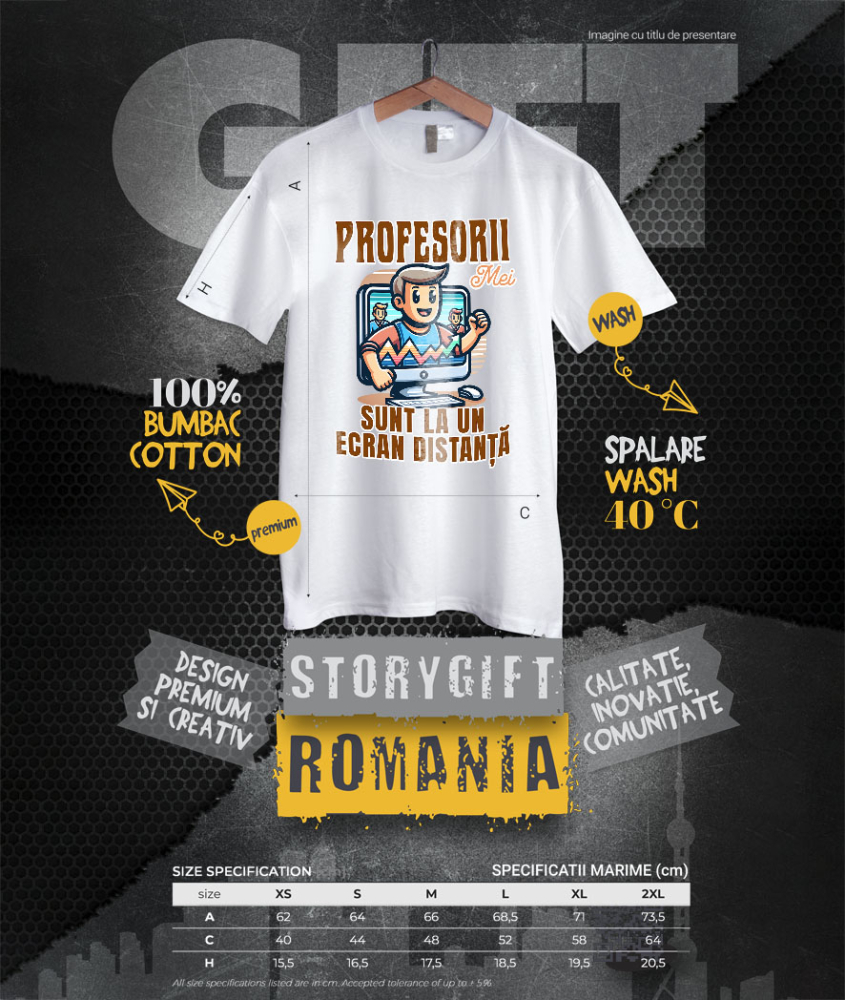 Tricou Femei, Barbati, Copii, Fata, Baiat, Unisex Personalizat Profesorii Mei Sunt la Un Ecran Distanta | Învață Online – Produse Educaționale Personalizate [4]