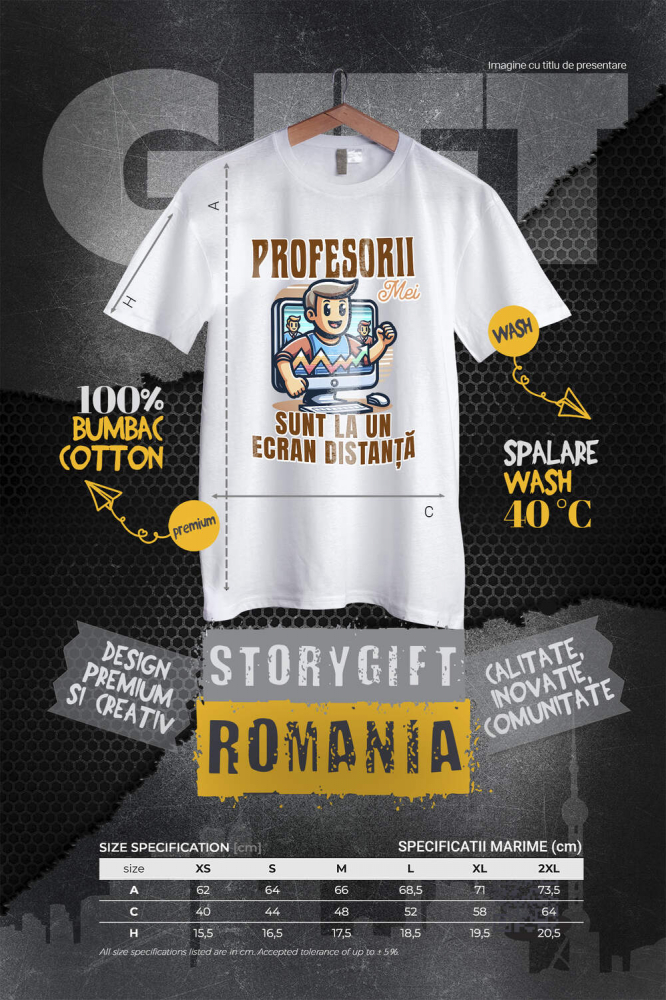 Tricou Femei, Barbati, Copii, Fata, Baiat, Unisex Personalizat Profesorii Mei Sunt la Un Ecran Distanta | Învață Online – Produse Educaționale Personalizate [4]