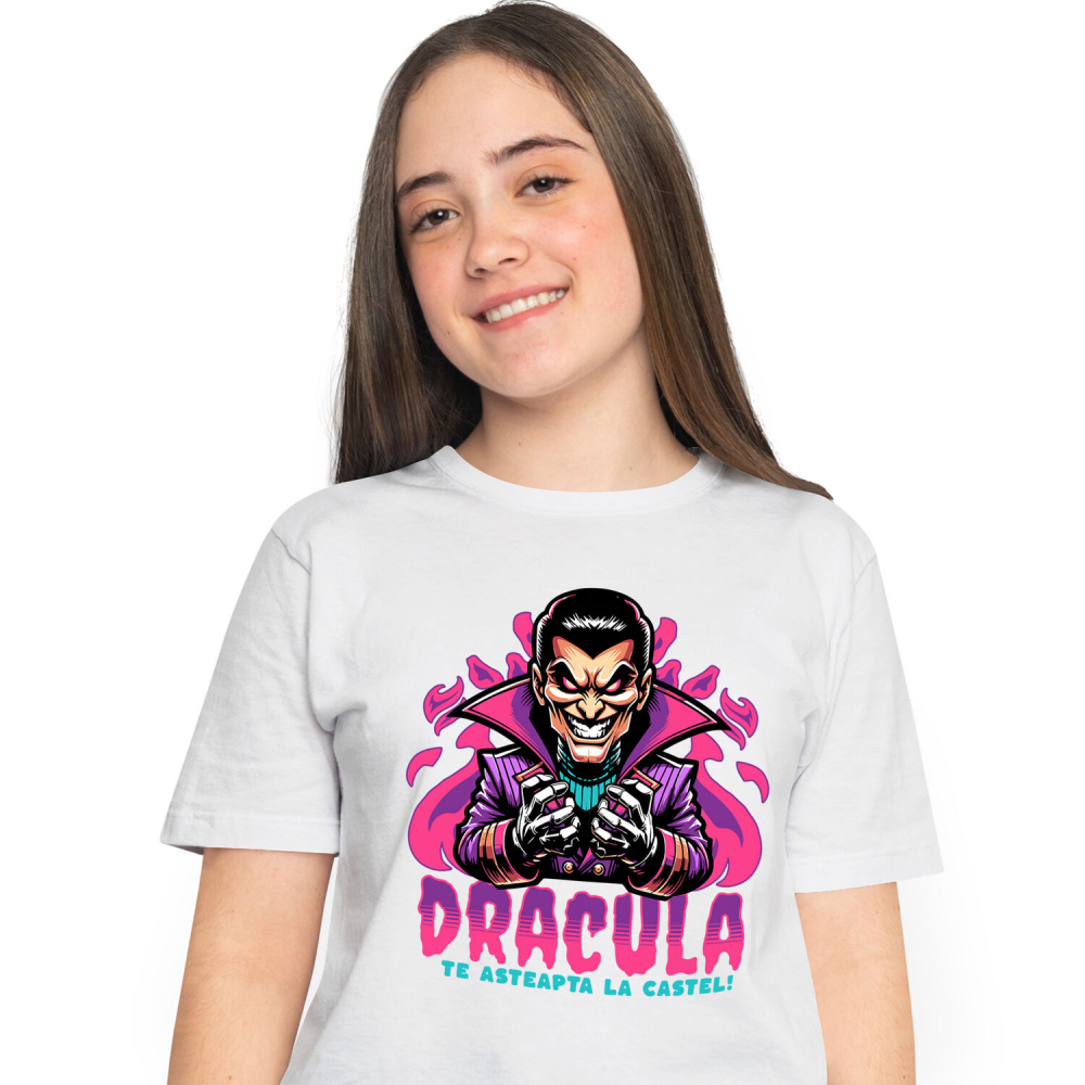 Tricou Femei, Barbati, Copii, Fata, Baiat, Unisex Personalizat Animație Înfricoșătoare - Dracula Te Așteaptă La Castel - Cadouri Personalizate Halloween [1]