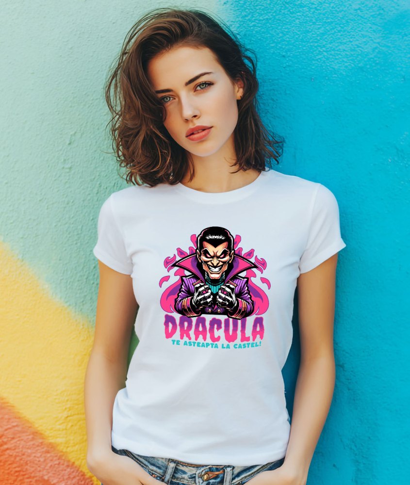 Tricou Femei, Barbati, Copii, Fata, Baiat, Unisex Personalizat Animație Înfricoșătoare - Dracula Te Așteaptă La Castel - Cadouri Personalizate Halloween [2]