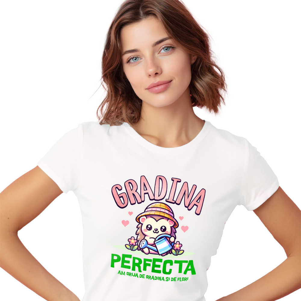 Tricou Femei, Barbati, Copii, Fata, Baiat, Unisex Personalizat Tricou Personalizat Arici cu Pălărie Roz – Cadou pentru Iubitorii de Grădină | Mesaj Iubire pentru Flori [1]