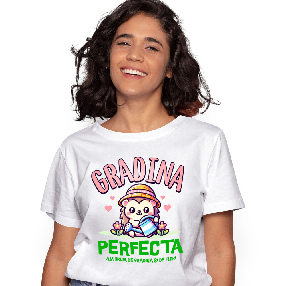 Tricou Femei, Barbati, Copii, Fata, Baiat, Unisex Personalizat Tricou Personalizat Arici cu Pălărie Roz – Cadou pentru Iubitorii de Grădină | Mesaj Iubire pentru Flori [1]