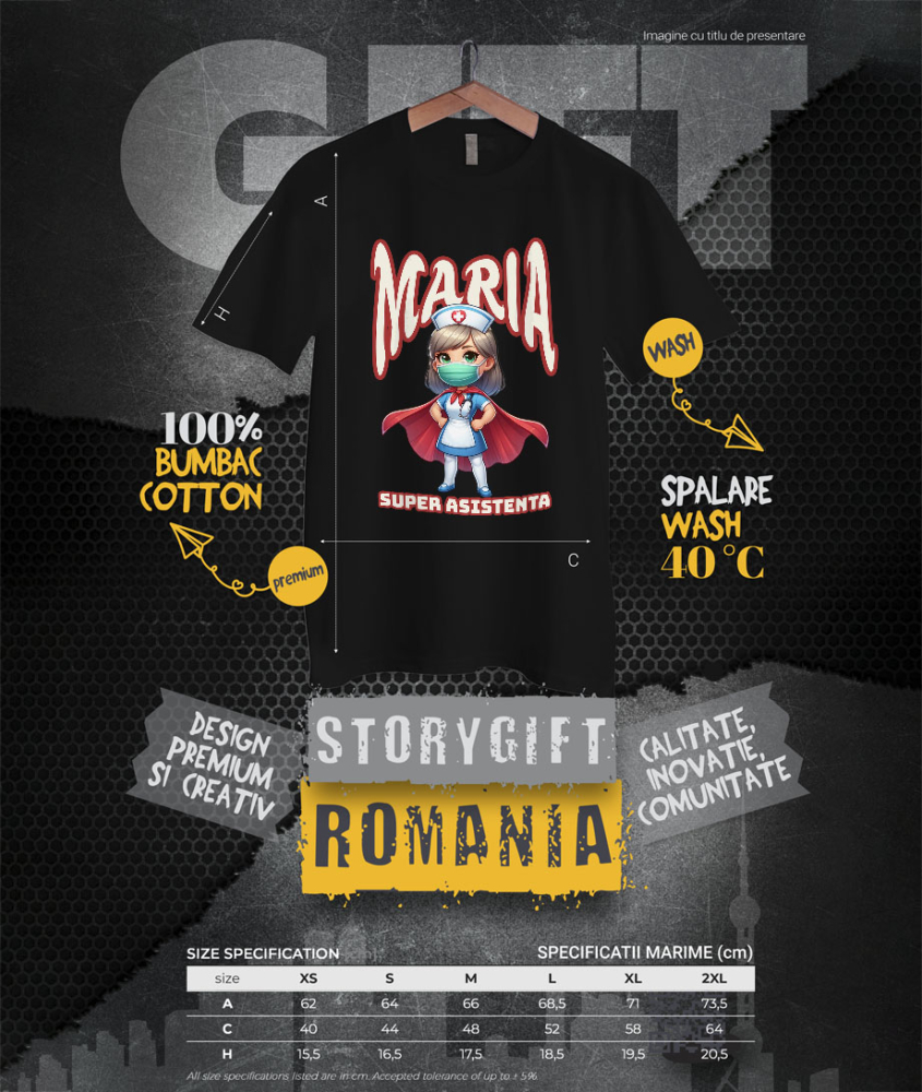 Tricou Femei, Barbati, Copii, Fata, Baiat, Unisex Personalizat Asistentă Medicală Super Erou – Design Personalizat pentru Cadouri [4]