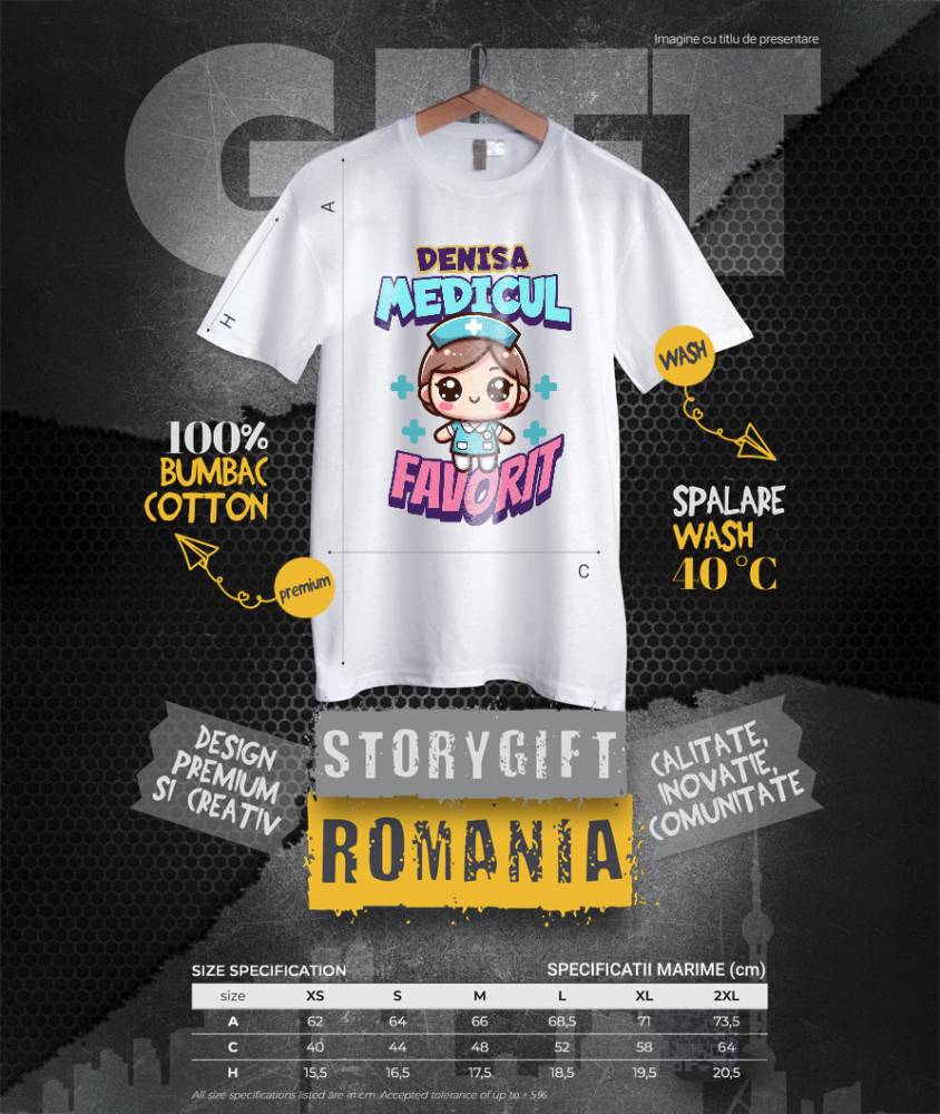 Tricou Femei, Barbati, Copii, Fata, Baiat, Unisex Personalizat Asistentă Medicală în Ținută Albastră – Design Personalizat pentru Profesioniști [4]