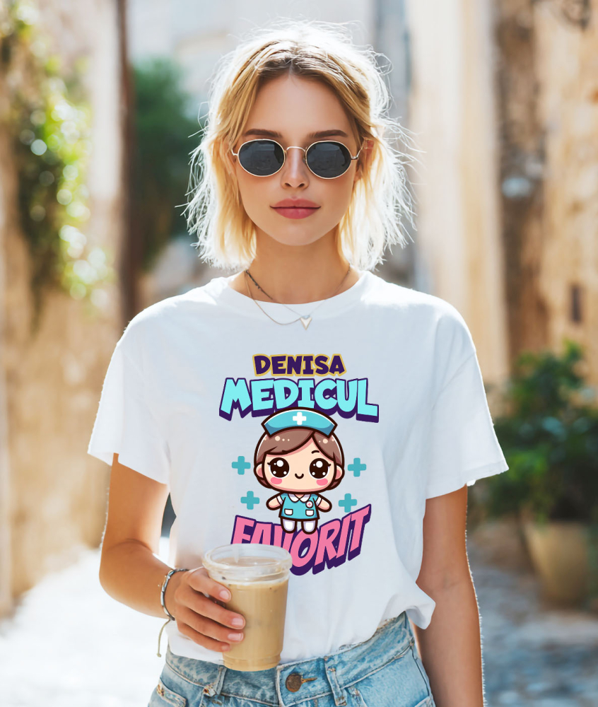 Tricou Femei, Barbati, Copii, Fata, Baiat, Unisex Personalizat Asistentă Medicală în Ținută Albastră – Design Personalizat pentru Profesioniști [2]