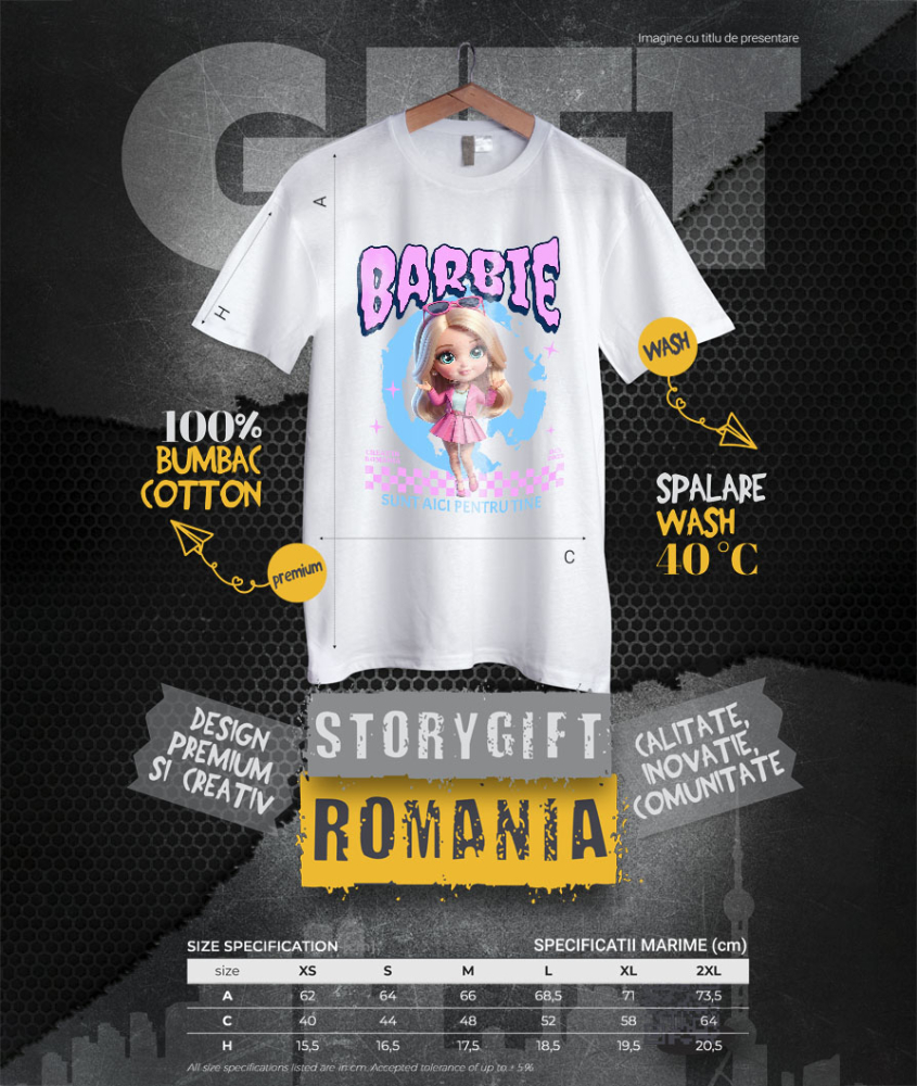 Tricou Femei cu Barbie Universul Magiei Disney 100% Bumbac, Alb, S [4]