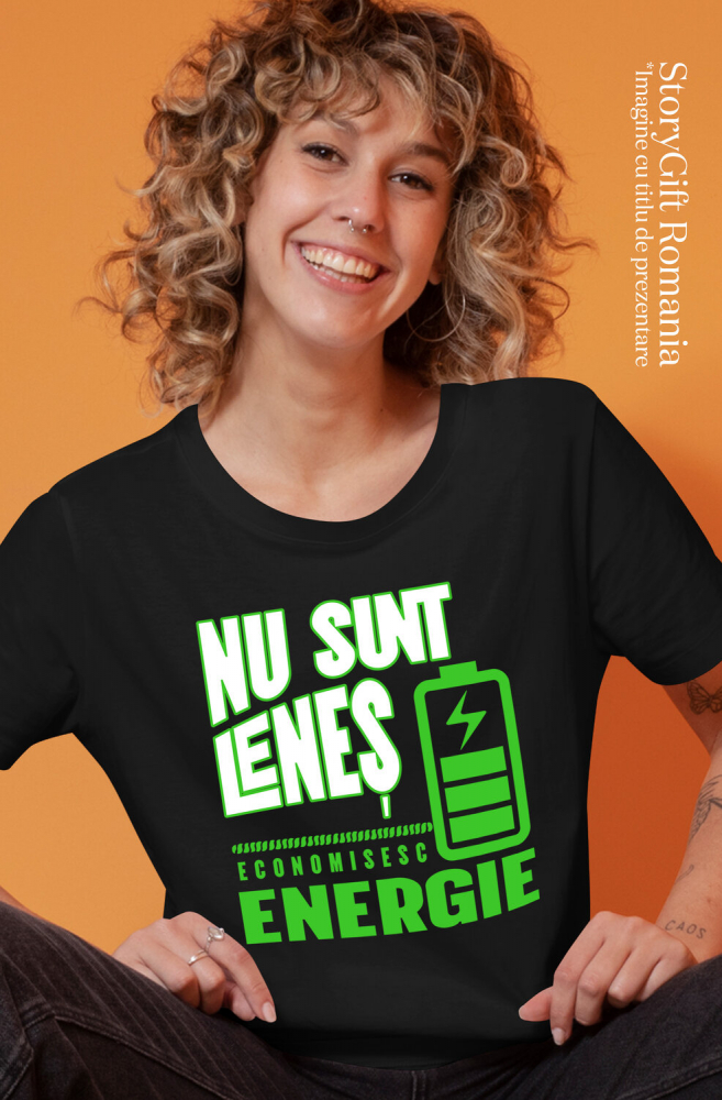 Tricou Femei, Barbati, Copii, Fata, Baiat, Unisex Personalizat Baterie Reîncărcare Energie „Nu Sunt Leneș, Economisesc Energie” - Cadou Personalizat Amuzant [2]