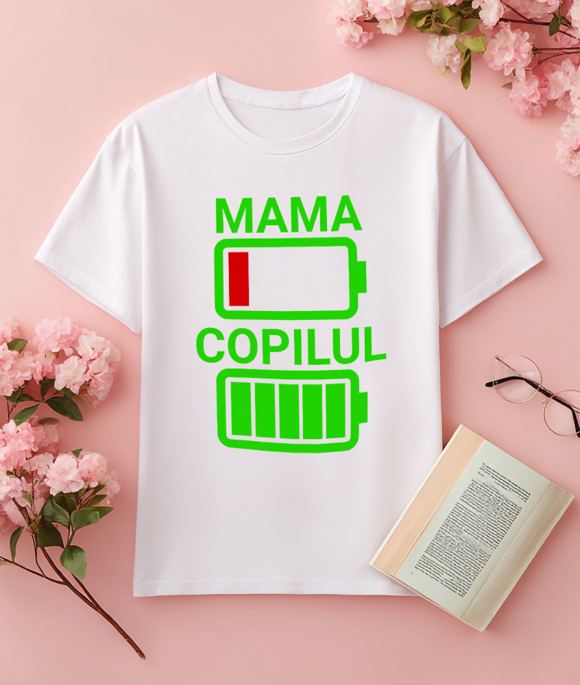 Tricou Femei, Barbati, Copii, Fata, Baiat, Unisex Personalizat Baterii Încărcare pentru Mama și Copil | Cadou Personalizat de Energie pentru Familie [3]