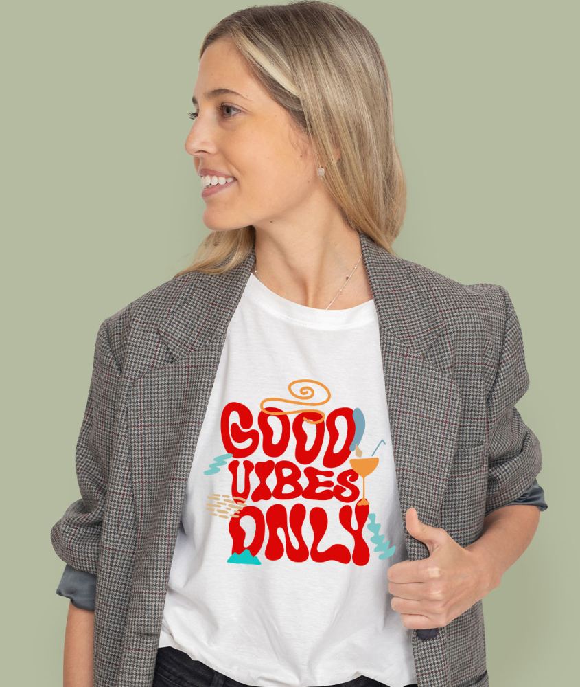 Tricou Femei, Barbati, Copii, Fata, Baiat, Unisex Personalizat Good Vibes Only – Tricou Personalizat cu Mesaj Vacanță și Cocktail [2]