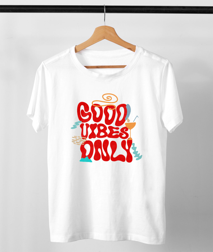 Tricou Femei, Barbati, Copii, Fata, Baiat, Unisex Personalizat Good Vibes Only – Tricou Personalizat cu Mesaj Vacanță și Cocktail [3]