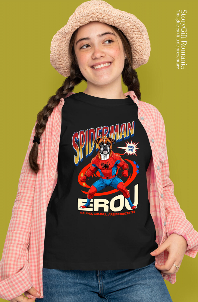 Tricou Femei, Barbati, Copii, Fata, Baiat, Unisex Personalizat Boxer în Costum Spider-Man - Cadou Personalizat pentru Copii și Familie [2]