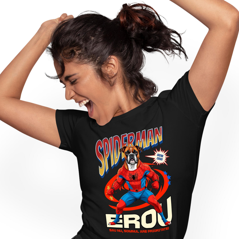 Tricou Femei, Barbati, Copii, Fata, Baiat, Unisex Personalizat Boxer în Costum Spider-Man - Cadou Personalizat pentru Copii și Familie [1]