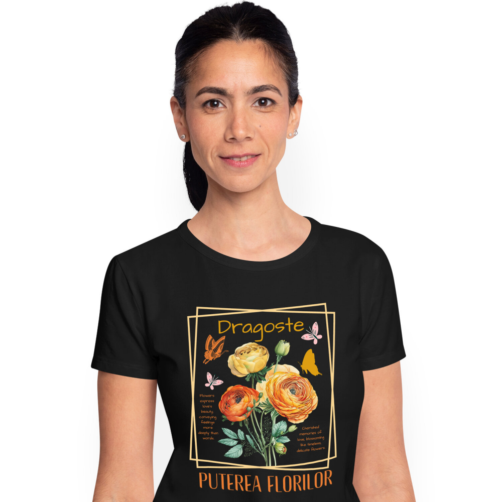 Tricou Femei, Barbati, Copii, Fata, Baiat, Unisex Personalizat Buchet de Flori Colorate | Dragoste și Puterea Florilor | Cadou Personalizat cu Mesaj de Iubire [1]