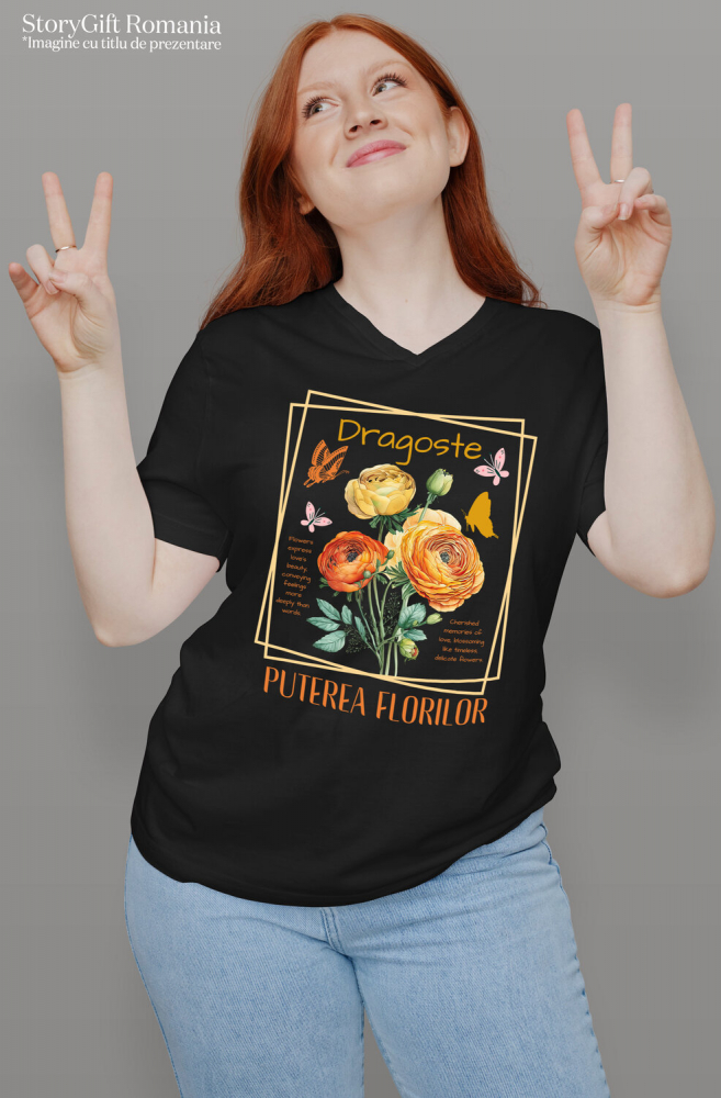 Tricou Femei, Barbati, Copii, Fata, Baiat, Unisex Personalizat Buchet de Flori Colorate | Dragoste și Puterea Florilor | Cadou Personalizat cu Mesaj de Iubire [2]