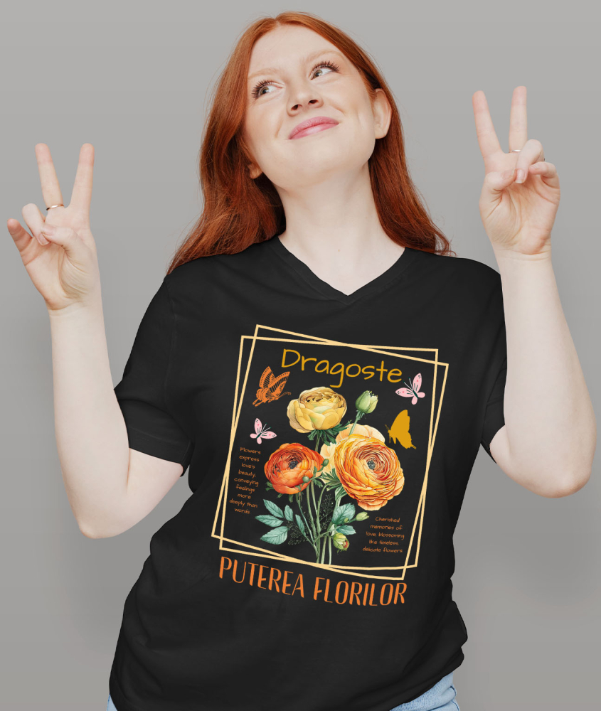 Tricou Femei, Barbati, Copii, Fata, Baiat, Unisex Personalizat Buchet de Flori Colorate | Dragoste și Puterea Florilor | Cadou Personalizat cu Mesaj de Iubire [2]