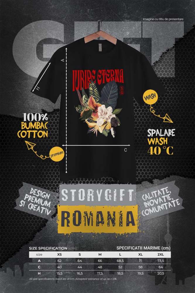 Tricou Femei, Barbati, Copii, Fata, Baiat, Unisex Personalizat Buchet de Flori Colorate cu Text „Iubire Eterna” | Cadouri Personalizate pentru Femei, Familie și Prieteni [4]